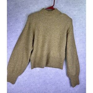 MONKI Beige Long Sleeve Crop Mock Sweater Chic Women's XXS Trendy Mom Cozy Soft